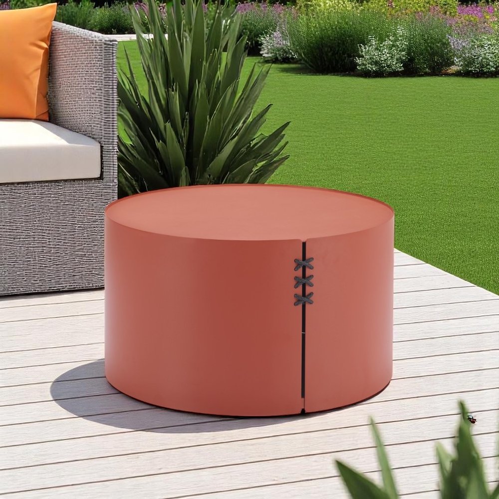29" Terra Cotta Rounded Aluminum Outdoor Coffee Table