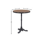 24" Walnut and Black Wood And Aluminum Indoor Outdoor Pedestal Base Round Top Dining Table