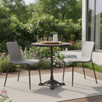 24" Walnut and Black Wood And Aluminum Indoor Outdoor Pedestal Base Round Top Dining Table