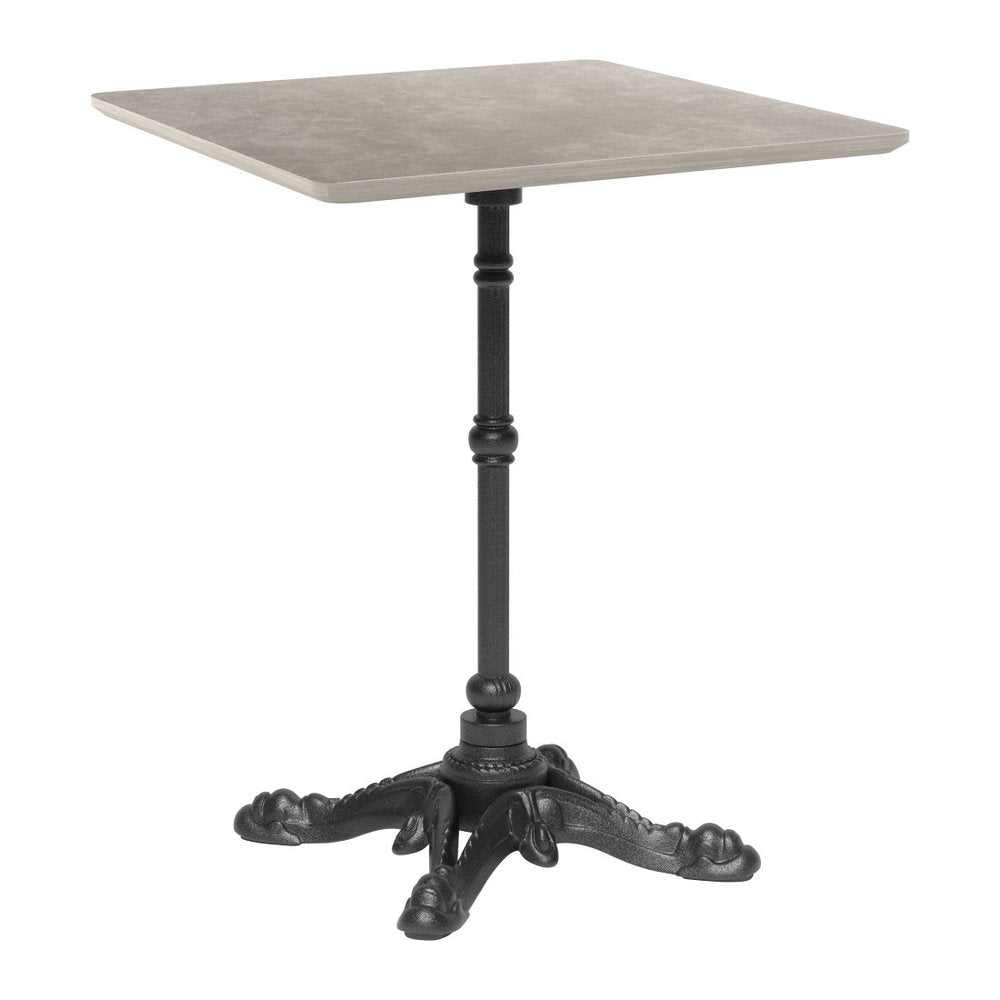 24" Gray and Black Wood And Aluminum Indoor Outdoor Pedestal Base Round Top Dining Table