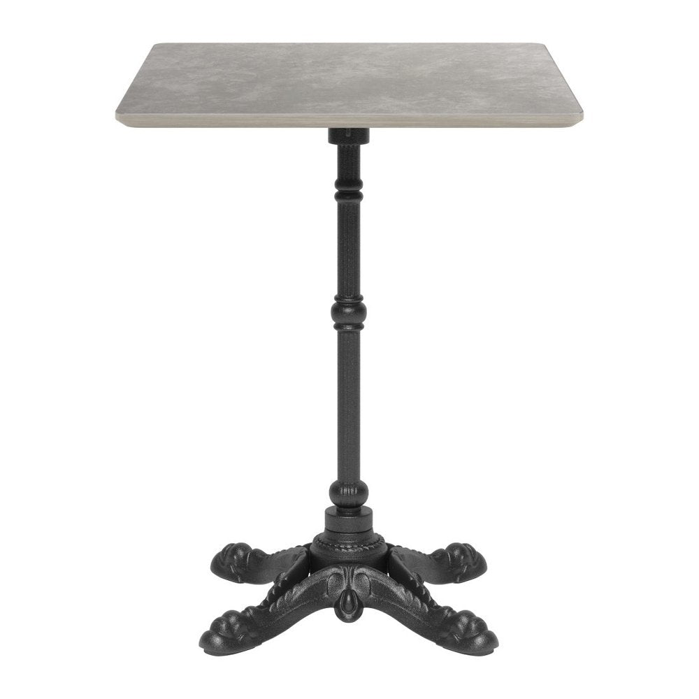 24" Gray and Black Wood And Aluminum Indoor Outdoor Pedestal Base Round Top Dining Table