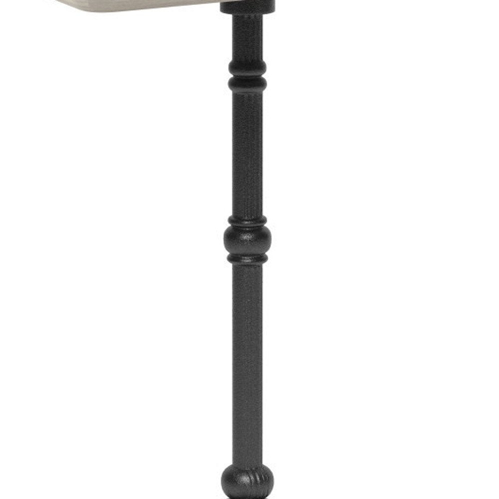 24" Gray and Black Wood And Aluminum Indoor Outdoor Pedestal Base Round Top Dining Table