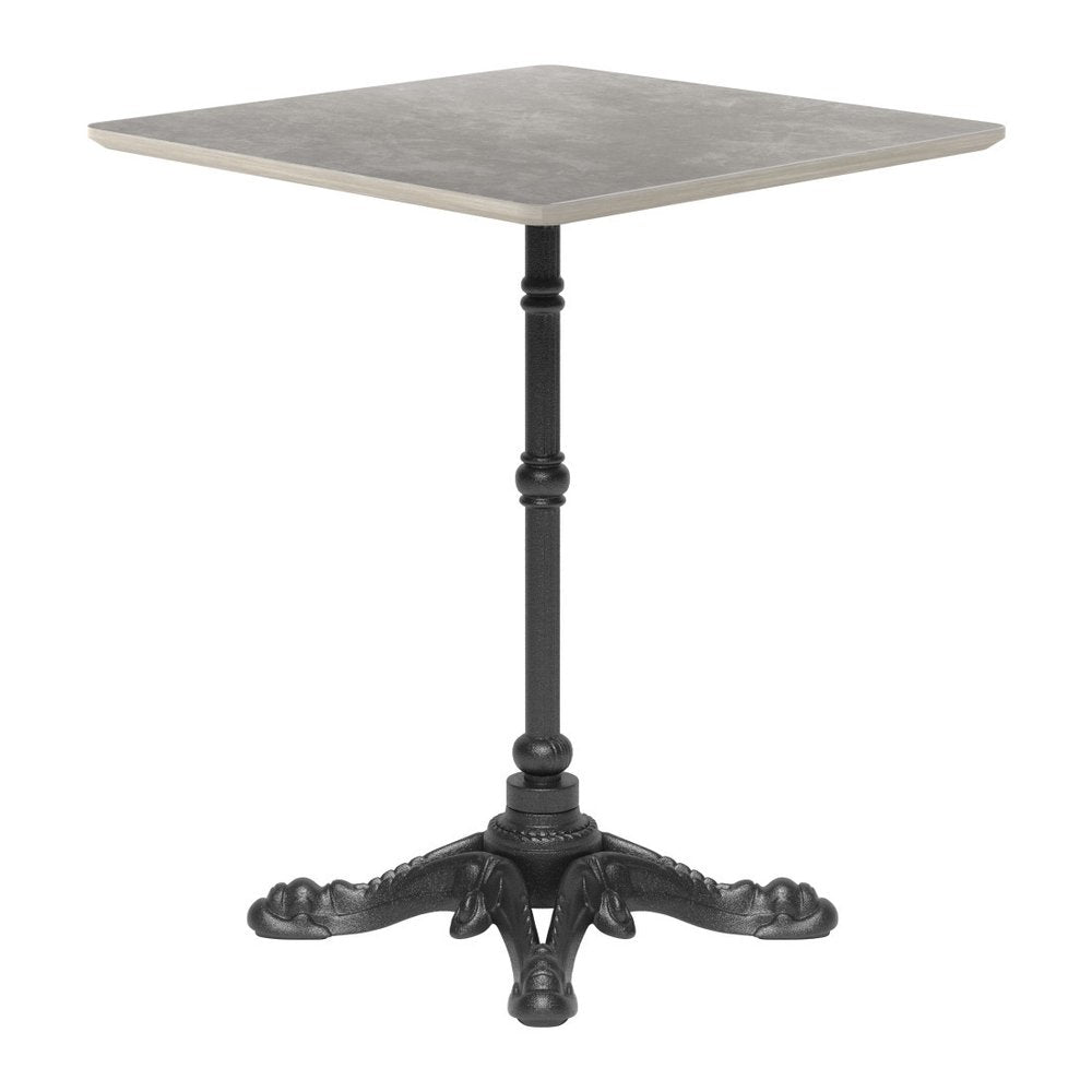 24" Gray and Black Wood And Aluminum Indoor Outdoor Pedestal Base Round Top Dining Table