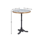 24" White And Black Wood And Aluminum Indoor Outdoor Pedestal Base Round Top Dining Table