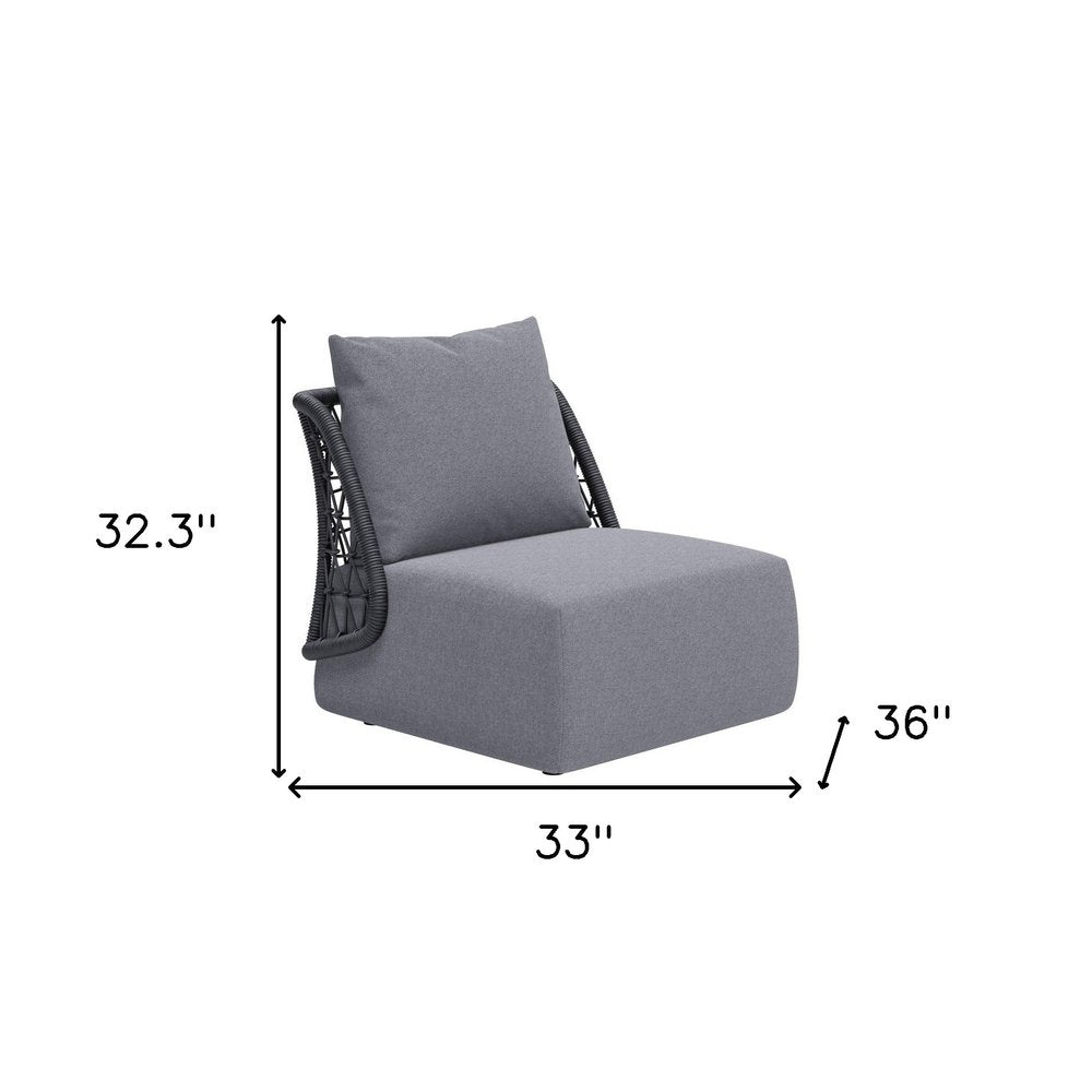 33" Gray Outdoor Accent Chair with Gray Cushions