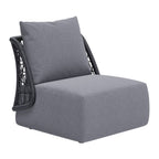 33" Gray Outdoor Accent Chair with Gray Cushions