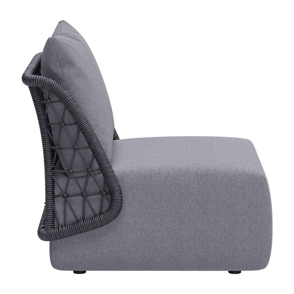 33" Gray Outdoor Accent Chair with Gray Cushions