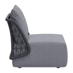 33" Gray Outdoor Accent Chair with Gray Cushions