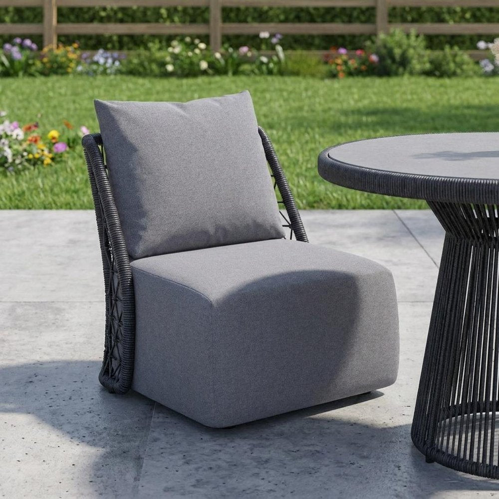 33" Gray Outdoor Accent Chair with Gray Cushions