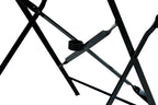 30" Black Rounded Aluminum Folding Outdoor Bistro Table with Umbrella Hole