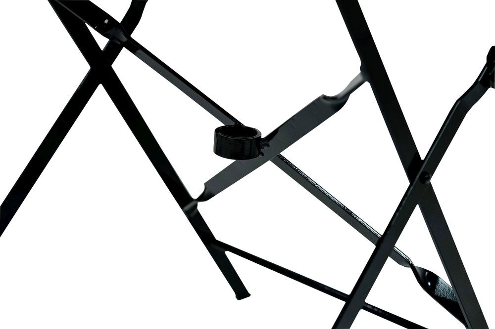 30" Black Rounded Aluminum Folding Outdoor Bistro Table with Umbrella Hole
