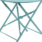 30" Aqua Rounded Aluminum Folding Outdoor Bistro Table with Umbrella Hole