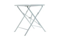 30" White Aluminum Round Folding Outdoor Bistro Table with Umbrella Hole