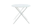 30" White Aluminum Round Folding Outdoor Bistro Table with Umbrella Hole