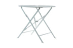 30" White Aluminum Round Folding Outdoor Bistro Table with Umbrella Hole