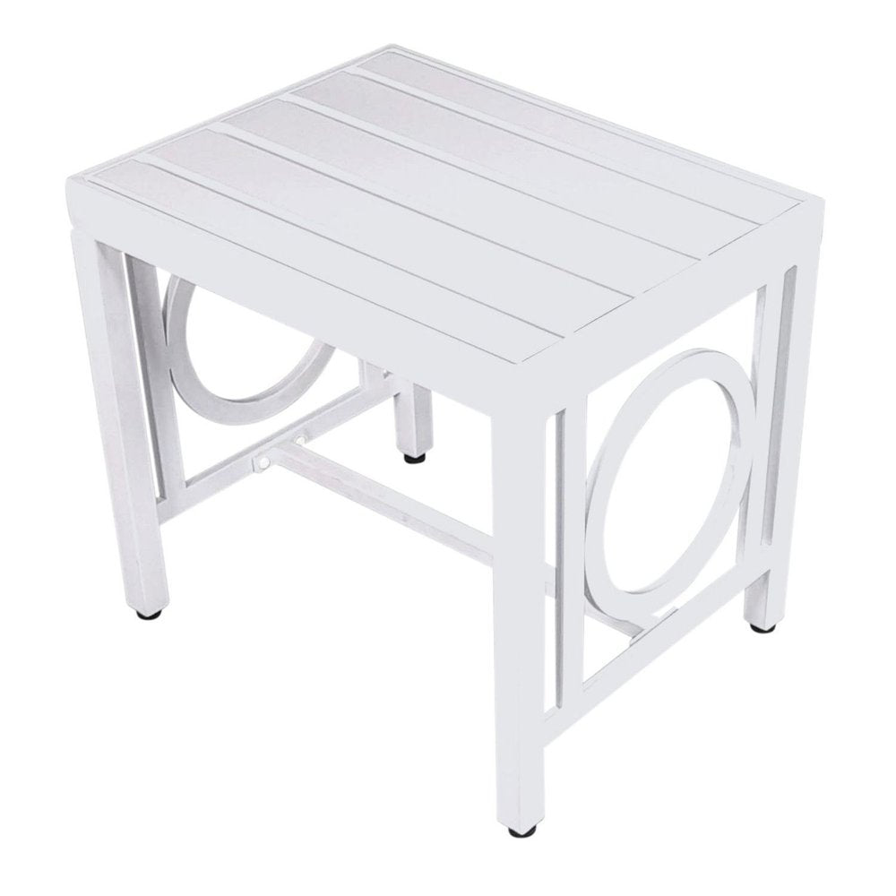 16" White Metal Outdoor Side Table