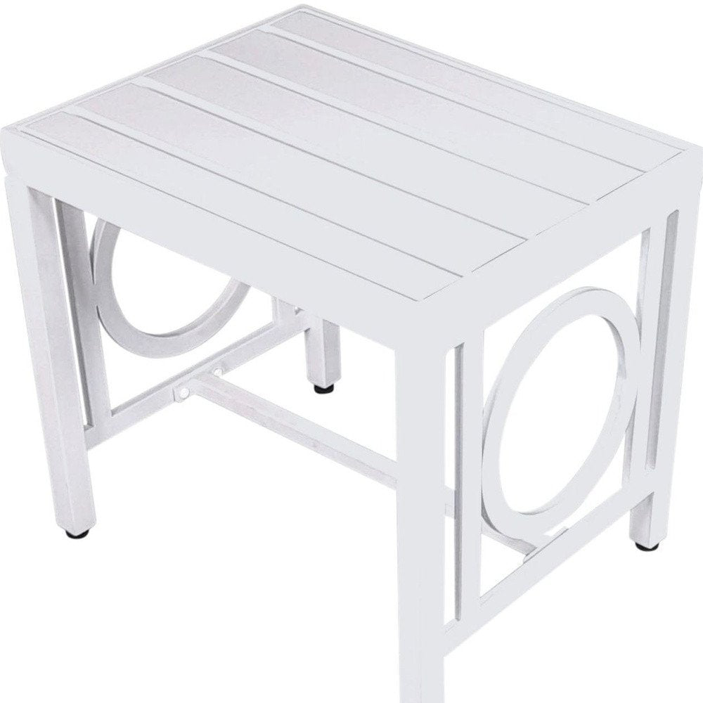 16" White Metal Outdoor Side Table