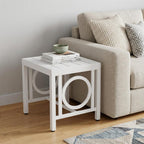 16" White Metal Outdoor Side Table