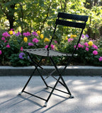 Set of Two Black Aluminum Outdoor Folding Dining Chairs