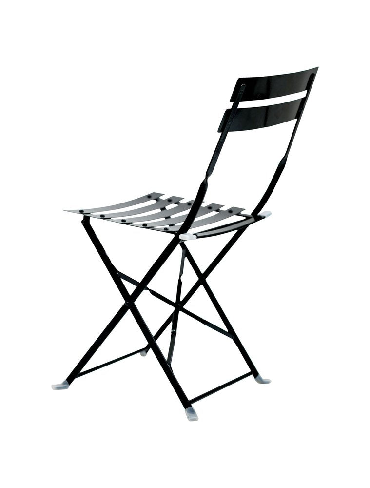 Set of Two Black Aluminum Outdoor Folding Dining Chairs