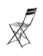 Set of Two Black Aluminum Outdoor Folding Dining Chairs
