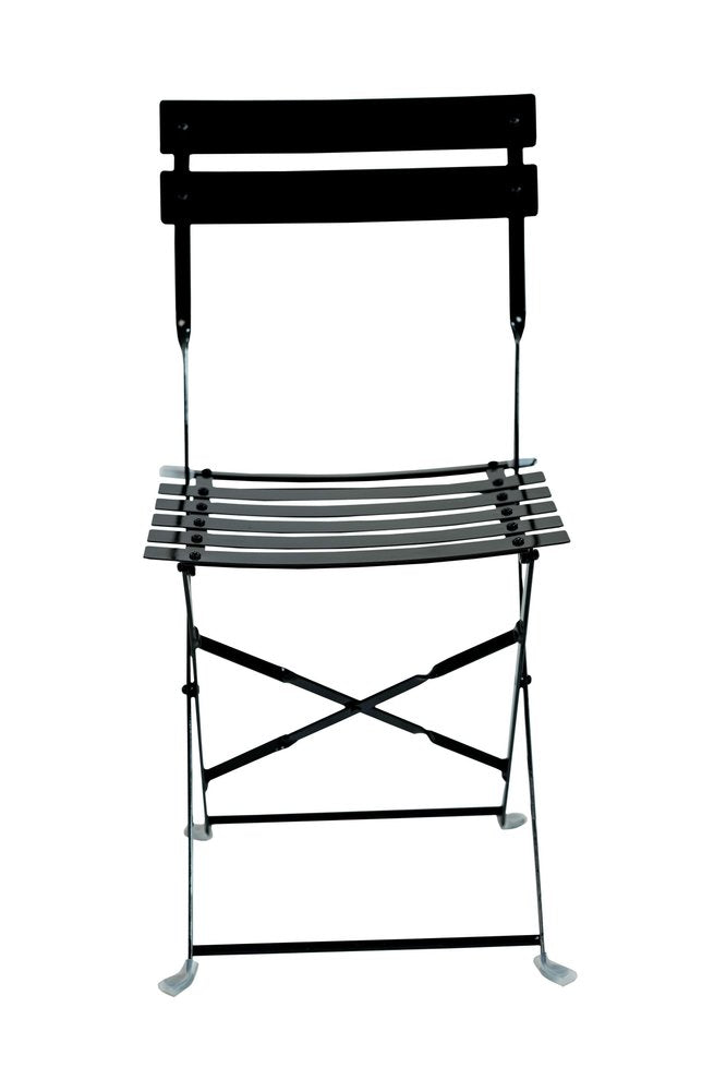 Set of Two Black Aluminum Outdoor Folding Dining Chairs