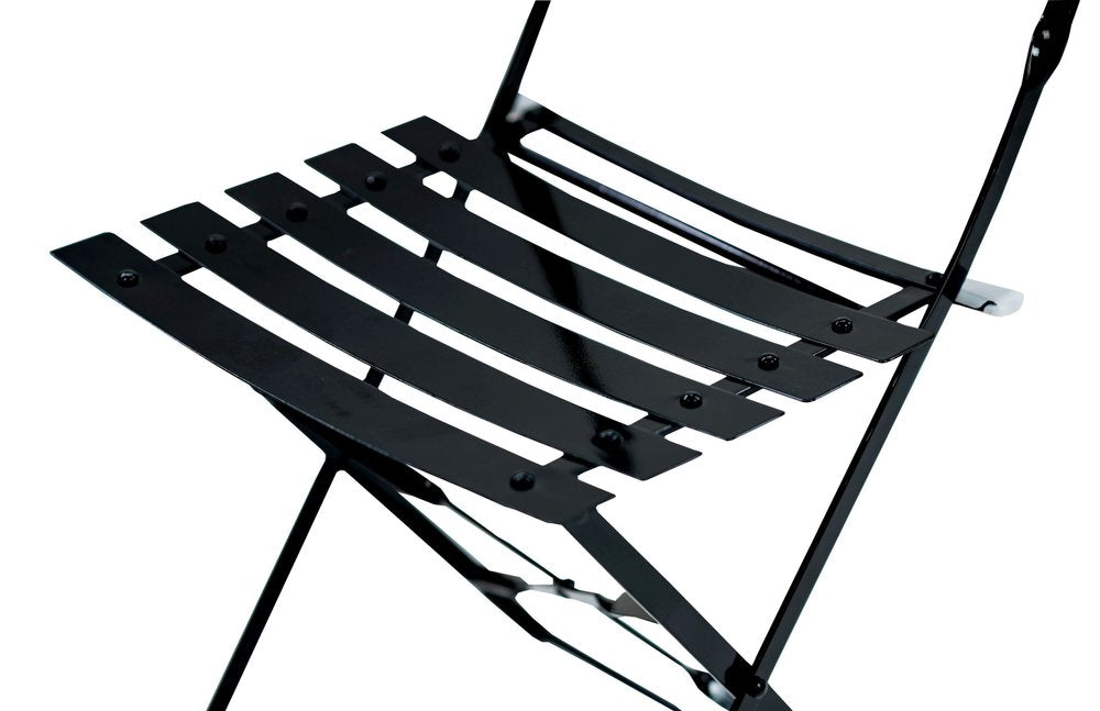 Set of Two Black Aluminum Outdoor Folding Dining Chairs