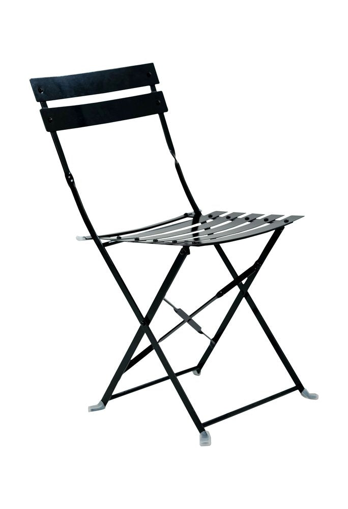 Set of Two Black Aluminum Outdoor Folding Dining Chairs