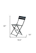 Set of Two Black Aluminum Outdoor Folding Dining Chairs