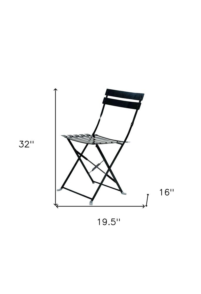 Set of Two Black Aluminum Outdoor Folding Dining Chairs