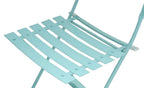 Set of Two Aqua Blue Aluminum Outdoor Folding Dining Chairs