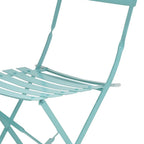 Set of Two Aqua Blue Aluminum Outdoor Folding Dining Chairs