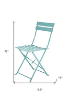 Set of Two Aqua Blue Aluminum Outdoor Folding Dining Chairs