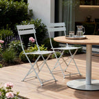 Set of Two White Aluminum Outdoor Folding Dining Chairs