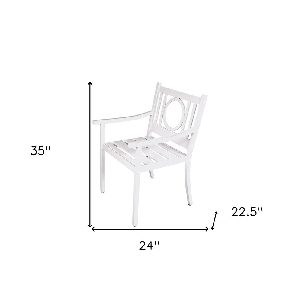 24" White Steel Geo Back Outdoor Arm Chair