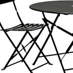 Three Piece Black Round Metal Dining Set with Two Chairs