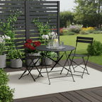 Three Piece Black Round Metal Dining Set with Two Chairs