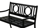45" Black Metal Geometric Back Garden Patio Bench