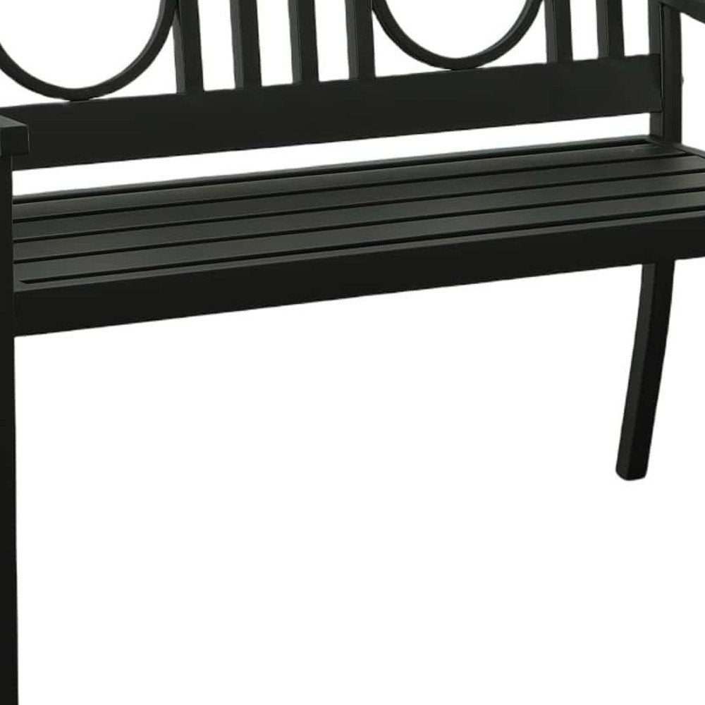 45" Black Metal Geometric Back Garden Patio Bench