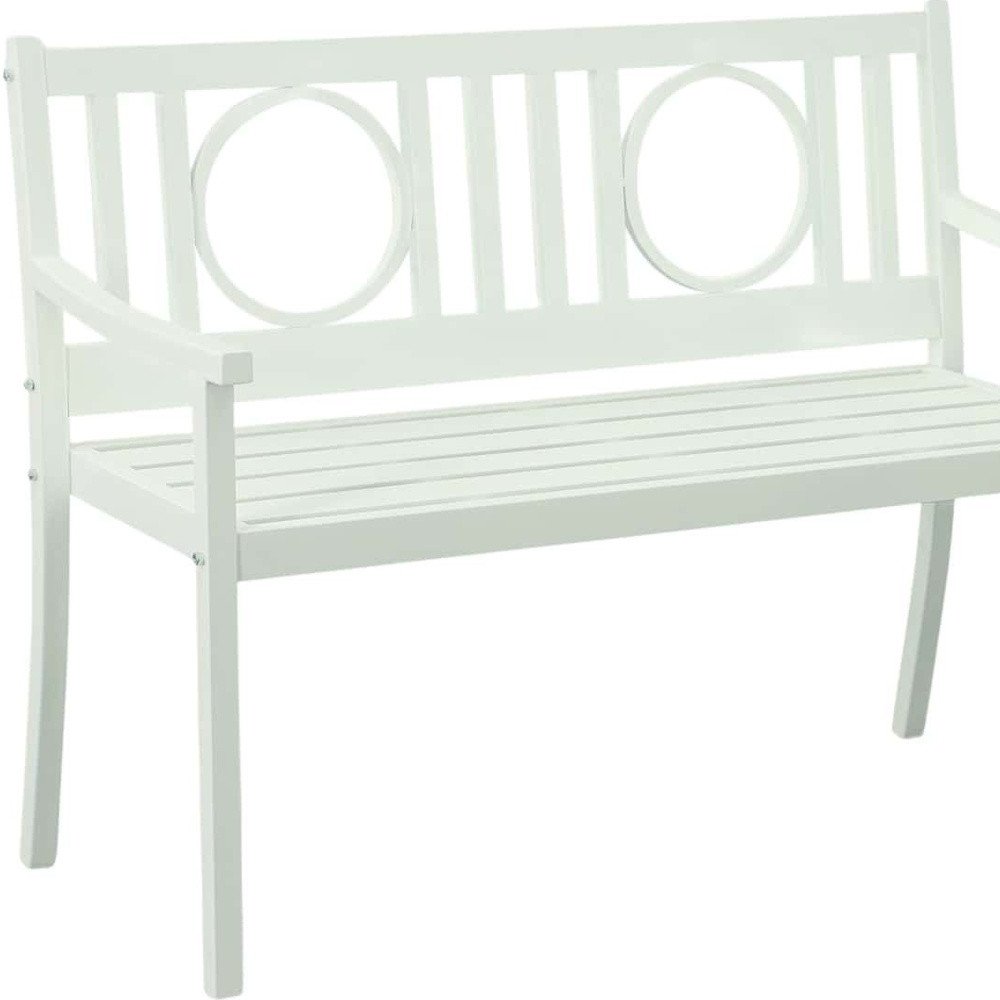 45" White Metal Garden Patio Bench