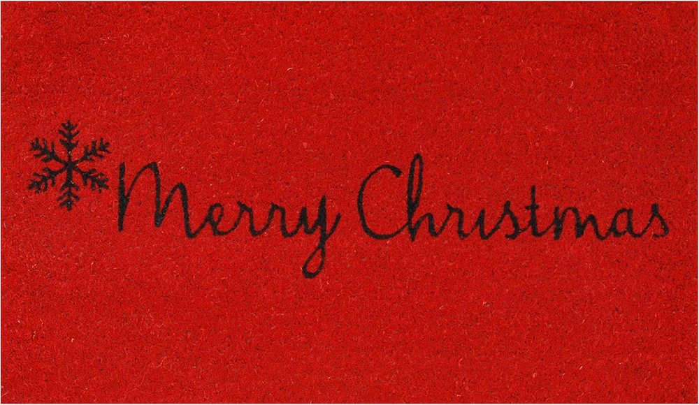24" X 36" Red and Black Coir Merry Christmas Outdoor Christmas Door Mat
