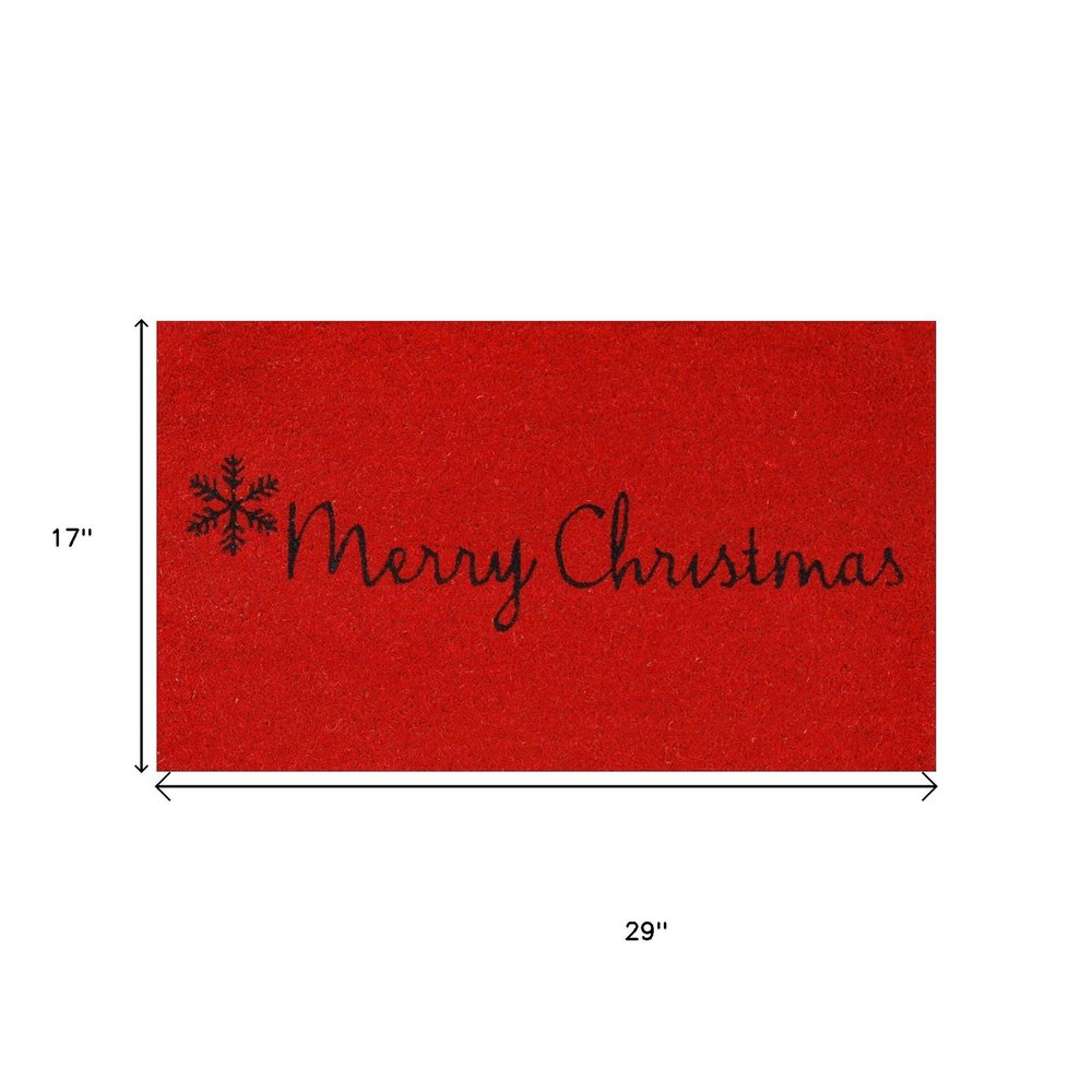 24" X 36" Red and Black Coir Merry Christmas Outdoor Christmas Door Mat