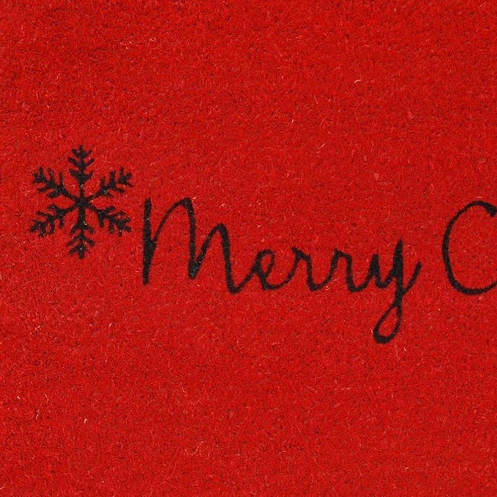 24" X 36" Red and Black Coir Merry Christmas Outdoor Christmas Door Mat