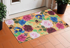 24" X 36" Natural Pink and Green Coir Floral Outdoor Door Mat