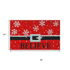 17" X 29" Red Black and White Coir Snowflake Believe Outdoor Christmas Door Mat