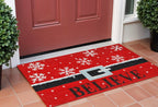 24" X 36" Red And Black Coir Snowflake Outdoor Christmas Door Mat