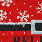 17" X 29" Red Black and White Coir Snowflake Believe Outdoor Christmas Door Mat