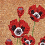 17" X 29" Natural Red and Black Coir Floral Outdoor Door Mat