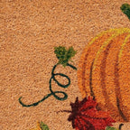 17" X 29" Natural And Orange Pumpkin Outdoor Coir Door Mat
