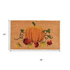 17" X 29" Natural And Orange Pumpkin Outdoor Coir Door Mat